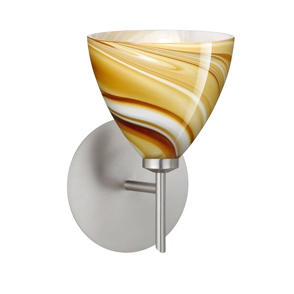 Besa Lighting Mia Mini Sconce, Honey, Satin Nickel Finish, 1x40W Halogen 1SW-1779HN-SN - main